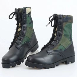 Lace Up Waterproof Outdoor Shoes Breathable Canvas Camouflage Tactical Combat Desert Ankle Boots Military Army Men Boots Winter 240418