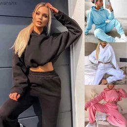 Women's Two Piece Pants Soft Womens Two Piece Set 2024 New Womens Sweater Set Comfortable Fashionable High Quality Sports Drawstring Versatile Daily CasualL240429