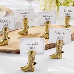 Party Decoration Cowboy Boot Place Card Holder Table Centerpiece Wedding Bridal Shower Favors Seat Number Holders Wholesale Drop Deli Dhxzp