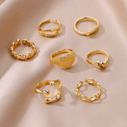 Wedding Rings Stainless Steel Rings for Women Gold Plated Adjustable Couple Ring New In Accessories Aesthetic Waterproof Jewellery Anillos Mujer