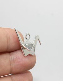 20pcs paper crane charm 29x22mm Bright silver tone paper crane charm pendant for diy jewelry4093069