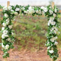 Dried Flowers DociDaci Silk Artificial Rose Vine Hanging Flowers For Wall Christmas Rattan Fake Plants Leaves Garland Wedding Home Decoration