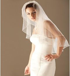 2019 Wedding Dresses in stock Two Layer Elbow Wedding ivory short beading Bridal Veil cheap 1929454