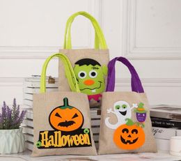 Halloween Cartoon Present Wraps Trick or Treat Bags Witch Pumpkin Candy Handbags Burlap Tote Bag Reusable Gift Wrap Kids Party Dec5130201