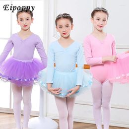 Stage Wear Children's Dance Clothes Girls' Ballet Skirt Practise Autumn And Winter Long-Sleeved Dancing Chinese