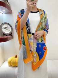 Luxury cashmere womens large square scarf designer printed pattern scarf fashionable H high quality shawl scarf horse pattern