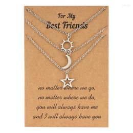 Pendant Necklaces Fashion Sun Moon Star 3-piece Couple Necklace Hip-hop Versatile Stainless Steel Collar Chain Female Jewellery Gift