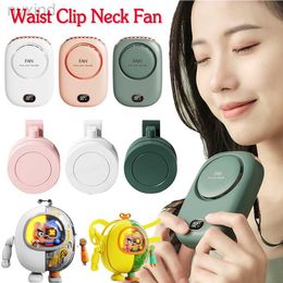 Electric Fans Portable Hanging Fan Neck Fan Waist Clip Fan Air Cooler USB Rechargeable Bladeless Electric Fan Handheld Cooling For Outdoor d240429