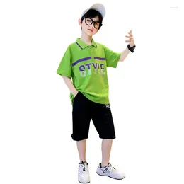 Clothing Sets Boys Two Piece Set Summer Clothes Outfits Short Sleeved Polo Shirt Shorts 2024 Big Boy Costumes For Kids Children Tracksuits