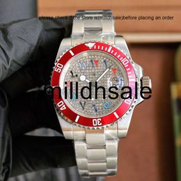 reloj Roles relojes diamond Mens Watch red watches Arabic dial Automatic Mechanical stainless steel strap Montre De Luxe Wristwatch 40mm waterproof