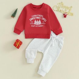 Clothing Sets Infant Baby Boys Christmas Tracksuits Suit Kids Letter Print Long Sleeve Sweatshirts Pants 2Pcs Outwear Set