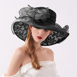 Wide Brim Hats Womens Summer Dress Hat Leaf Flower Bridal Shower Sun Beach Top Gear