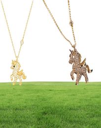 Fashion Unicorn House Animal Necklace For Woman 2022 New Shiny Diamond Korean Jewellery Party Girl039s Sexy Clavicle Chain21277013683380