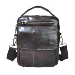 Bag Quality Original Leather Male Casual Shoulder Messenger Cowhide Fashion Cross-body 10" Pad Tote Mochila Satchel 5008