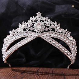 Tiaras Silver Color Wedding Hair Accessories Luxury Crystal Crown Tiara For Women Crown Headdress Bridal Hair Jewelry Tiaras