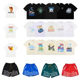 Summer Men's Shorts Rhude T shirts 55 Colours Short Shirts Sports Casual Loose Large 5-point Basketball Pants over sized S M L XL s