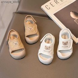 Sandals Cartoon teddy bear childrens sandals summer baby walking shoes soft soled boy sandals garden shoes cute girl shoes baby sandalsL240429