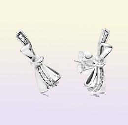 Studs Brilliant Bows Stud Earrings Clear Cz Authentic 925 Sterling Silver Fits European Style Studs Jewellery Andy Jewel 297234CZ2878451