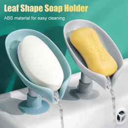 Set Leaf Shape Soap Box Drain Soap Holder Bathroom Accessories Suction Cup Soap Container Soap Dish for Bathroom Soap Dish Tray