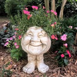 Planters Pots 1 Muggly facial sculpture plant interesting muggle resin expressing flower pots family gardens courtyard decorations Q240429