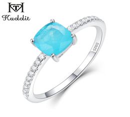 Kuololit Paraiba Tourmaline Gemstone Rings for Women Girls Solid 925 Sterling Silver Emerald Tanzanite Wedding Band Fine Jewellery L7800355