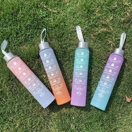 300ml Water Bottle Motivational Drinking Bottle Sports Water Bottle With Time Marker Portable Cups Outdoor Travel Gym 240422