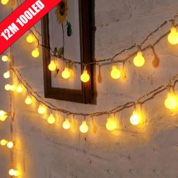 Decorations 12M USB/Battery Power String Lights Globe String Lights Waterproof Outdoor Lamp Wedding Garden Ball Fairy Lights Christmas Decor