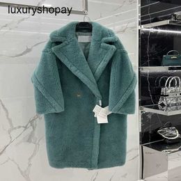 Maxmaras Teddy Bear Coat Womens Cashmere Coats Wool Winter Generation g 2024 Grass Green m Family Fur Particle Camel Fleec