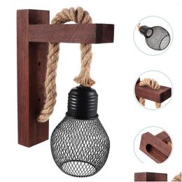 Wall Lamp Rustic Chandeliers Farmhouse Plug Hanging Rope Light Fixtures Dining Room Bedside Drop Delivery Home Garden El Supplies Dec Dhrnq