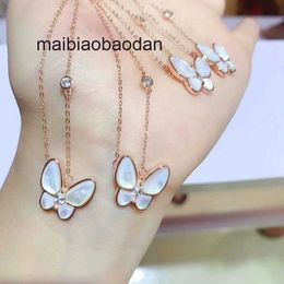 Designer Luxury Necklace vancllf Rose Gold S925 Sterling Silver Butterfly 2024 New Womens White Fritillaria Light and Unique Years clavicle chain gift