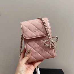 Cute Vertical Makeup Bag Women Phone Bag 16CM Caviar Leather Matelasse Chain Vanity Case Handbag Gold Hardware Crossbody Shoulder Bag Shopping Coin Purse Fanny Pack