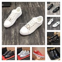 Luxury Designer Philip Plain Scarpe Men Brand Classic Fashion Shoes Series Top Quality Corrugation Trainers Leather Metal Plein Skulls PP Pattern Board Sneakers