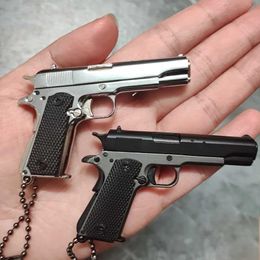 Gun Toys PUBG 1 3 Alloy Mini 1911 Pistol Gun Model Keychain Pendant Detachable Fake Toy Gun For Adult Kids Chrismas Gift T240428