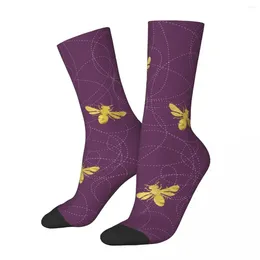 Women Socks Gold Bees Winter Animal Honeybee Print Stockings Novelty Female High Quality Design Cycling Anti-Slip