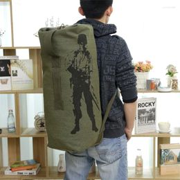 Backpack Casual Outdoors Mountaineering Canvas Men Camping Hiking Sports Large Capacity Travel Printed Bucket Rucksack