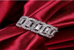 2021 New Arrival Sparkling Luxury Jewellery 925 Sterling Silver Princess Cut White Topaz CZ Diamond Gemstones Women Wedding Band Rin8216648