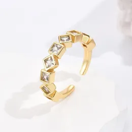 Cluster Rings Mafisar Gold Plated Thin Finger With Clear Zircon Stone Delicate Eternity Bride Ring For Women Wedding Jewellery Accessories