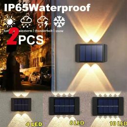 Decorations 14PCS 10/6/2 LED Solar Wall Lamp Outdoor Waterproof Up and Down Luminous Lighting for Garden Fence Decoration Sunlight Light