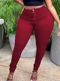 Women's Pants Capris LW Plus Size High Waist Zipper Design Pants Autumn Wine Red Pencil Pants Fashion High Quality Niche Design Womens BottomL240429