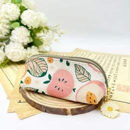 Zip Key Bag Clutch Storage Bag Key Bag Small Bag Digital Hot Stamping Handmade Fabric Wallet Cotton And Linen Small Bag