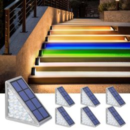 Decorations LED Outdoor Solar Light Step Lamp Lens Design Super Bright IP67 waterproof Antitheft Stair Light Decor Lighting For Garden Deck