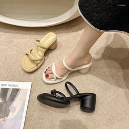 Slippers Thick With Cool Female Summer Wear In 2024 Fashion Thin Cross Joker Peep-toe Heels