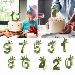 Candles 3d Green Number Birthday Crown Candle Happy Birthday Designed Candles Anniversaries Sweet Party Decorations DecoraciN Hogar d240429