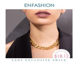 ENFASHION Punk Big Strong Link Chain Choker Necklace Women Gold Colour Stainless Steel Statement Necklaces Men Jewellery P193041 LJ203851974