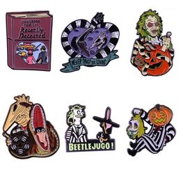 Pins Brooches Beetlejuice Handbook For The Recently Deceased Enamel Pin And Brooch Halloween Gothic Laple Fans Collection Gifts15790414