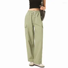 Women's Pants Solid Colour Casual Cargo For Women 2024 Fashion Vintage High Waist Loose Female Trousers