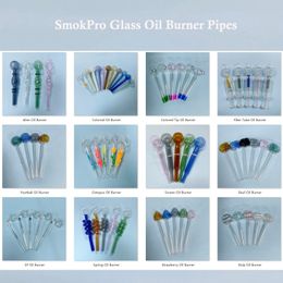 SmokPro 15 Types Staight Glass Oil Burner Smoking Pipe - Colored Thick Pyrex Concentrate Smoke Hand Tube Pipe With 3cm Head Bowl