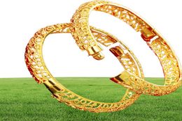 1 Pieces Hollow Filigree Womens Bangle Solid 18k Yellow Gold Filled Wedding Female Bracelet Openable Gift2292239