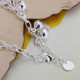 Chain 925 Sterling silver bracelet charm fashion beautiful High quality for Women lady chain Silver Jewellery wedding party