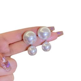 Round Imitation Pearl Designer Earrings for Women French Vintage Silver Needle Stud Earrings Fashion Style Jewellery Daily Gift